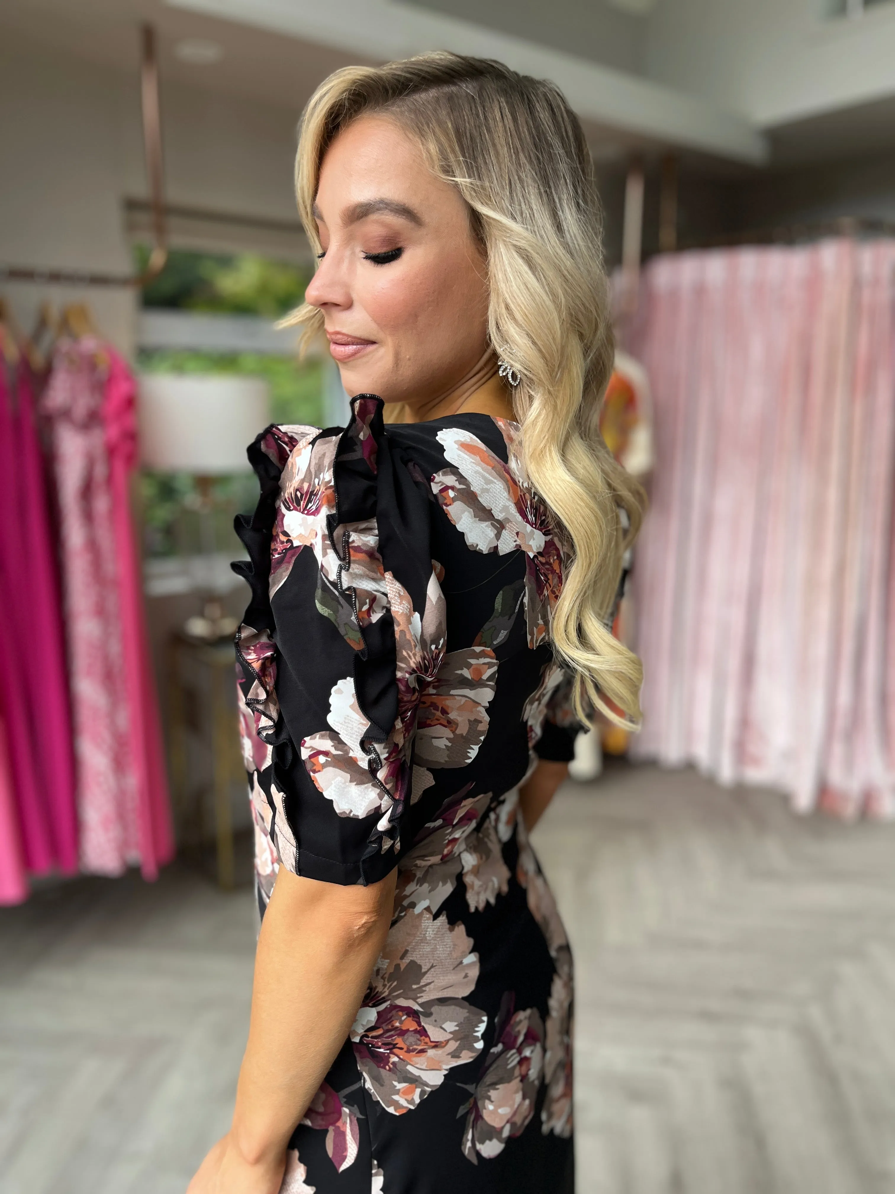 Samira Black Floral Dress