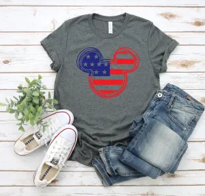 Scribble Mickey Mouse Stars and Stripes - Fourth of July Adult T Shirt - Independence Day - Memorial - Red White and Blue - Unisex Shirt