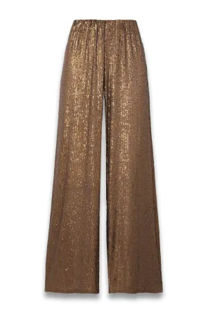 Sequined stretch-mesh wide-leg pants
