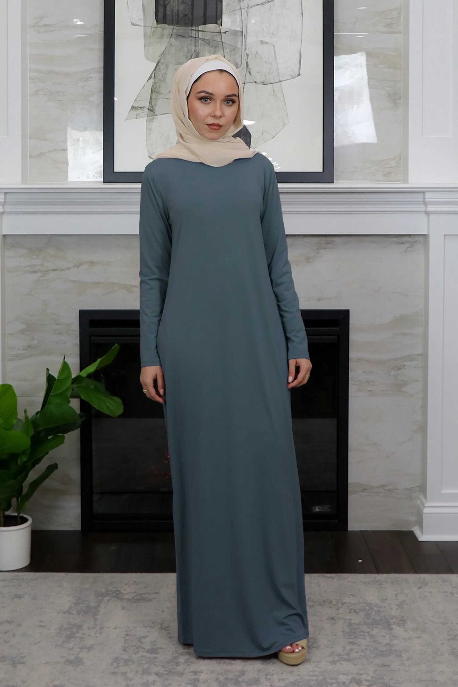 Sheath Spandex Maxi Dress - Mint Gray