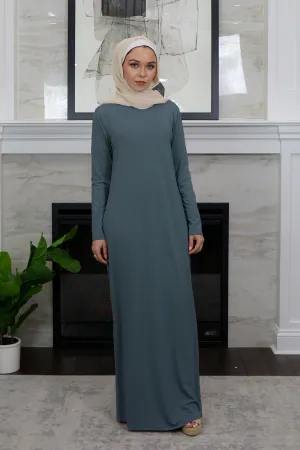 Sheath Spandex Maxi Dress - Mint Gray