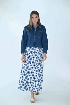 Static Floral Wrap Skirt