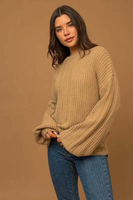 Taupe Balloon Sleeve Sweater