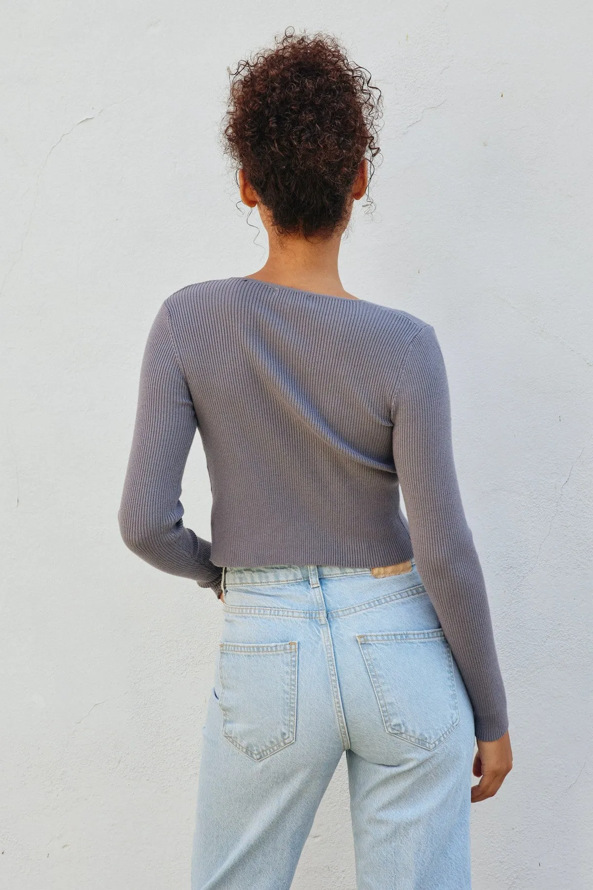 TIE FRONT RIBBED CARDIGAN