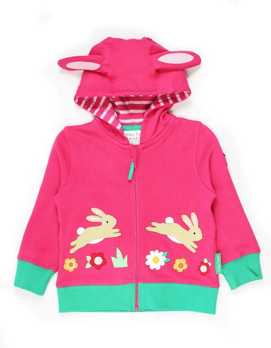 Toby tiger Organic Leaping Bunny Applique Hoodie