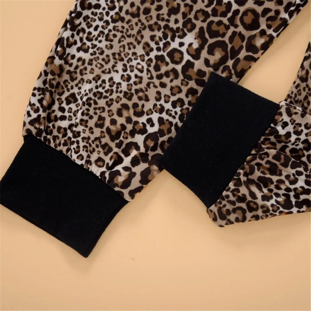 Toddler Girls Leopard Letter Long Sleeve Top & Pants Girls Wholesale