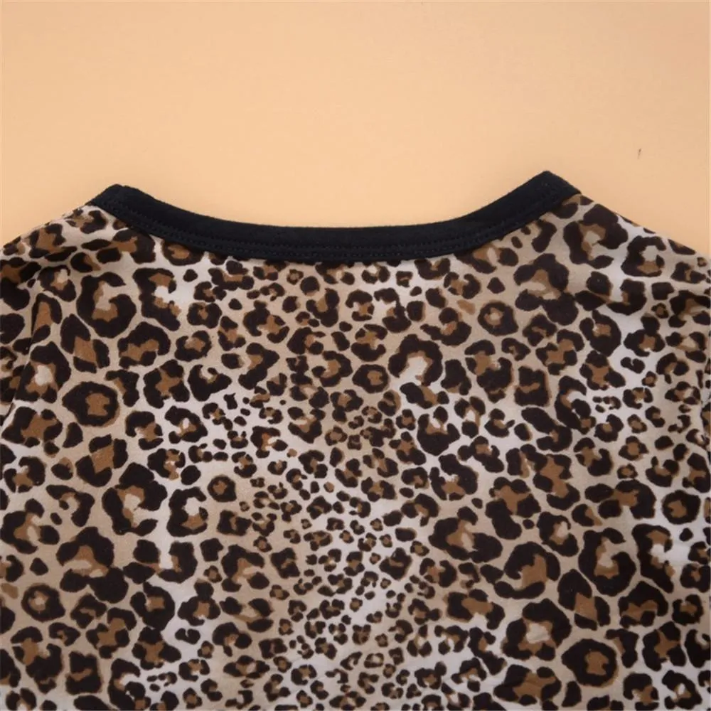 Toddler Girls Leopard Letter Long Sleeve Top & Pants Girls Wholesale