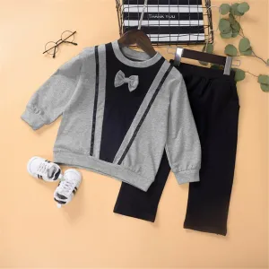 Unisex Bow Long Sleeve Top & Pants Wholesale Childrens Clothing