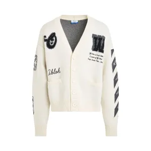 Varsity Knit Cardigan in Cream/Black
