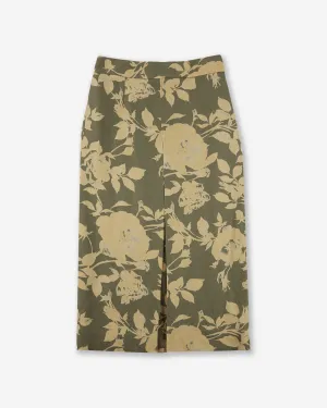 Viscose and linen twill skirt