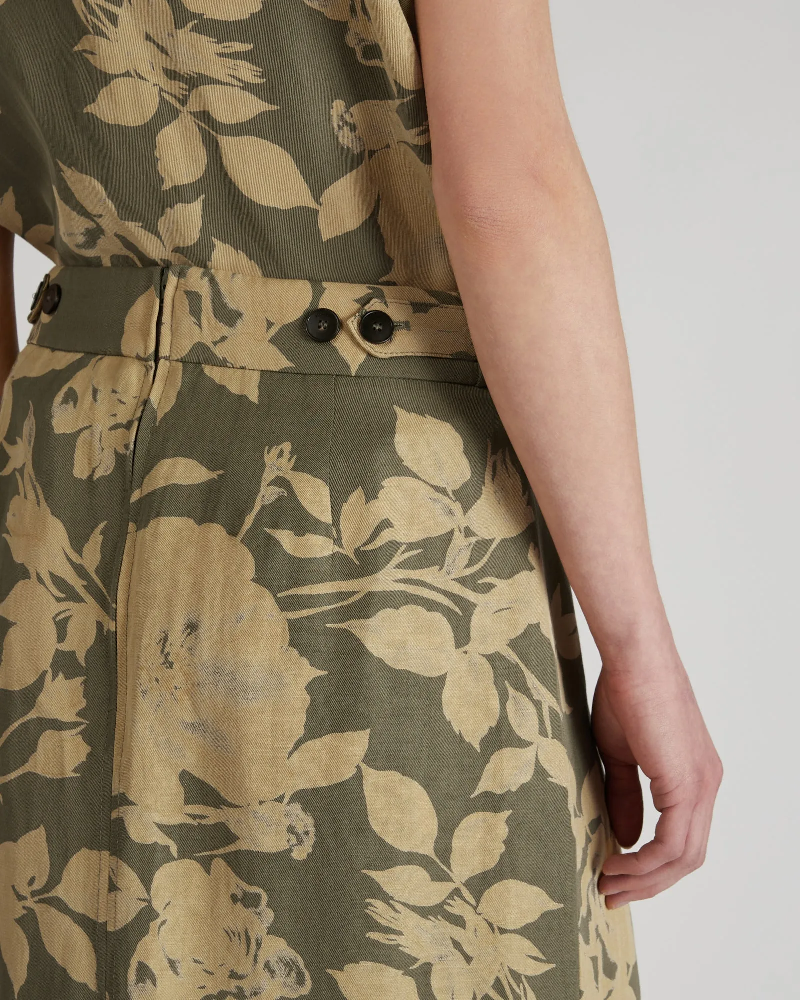 Viscose and linen twill skirt