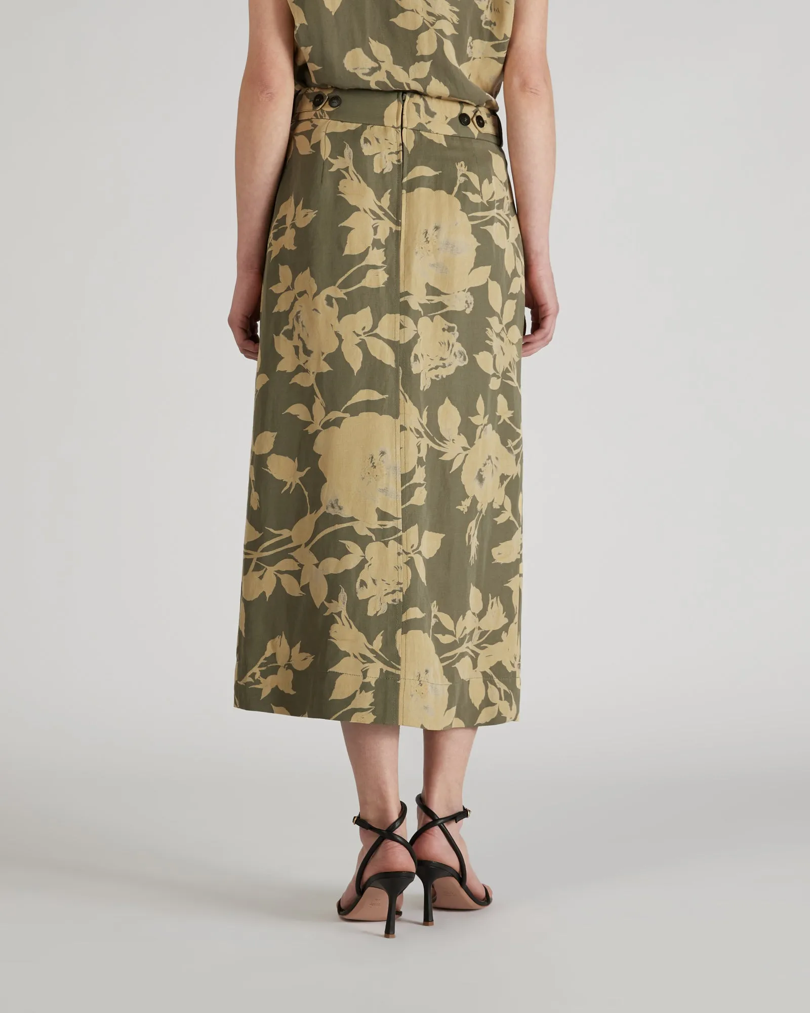 Viscose and linen twill skirt