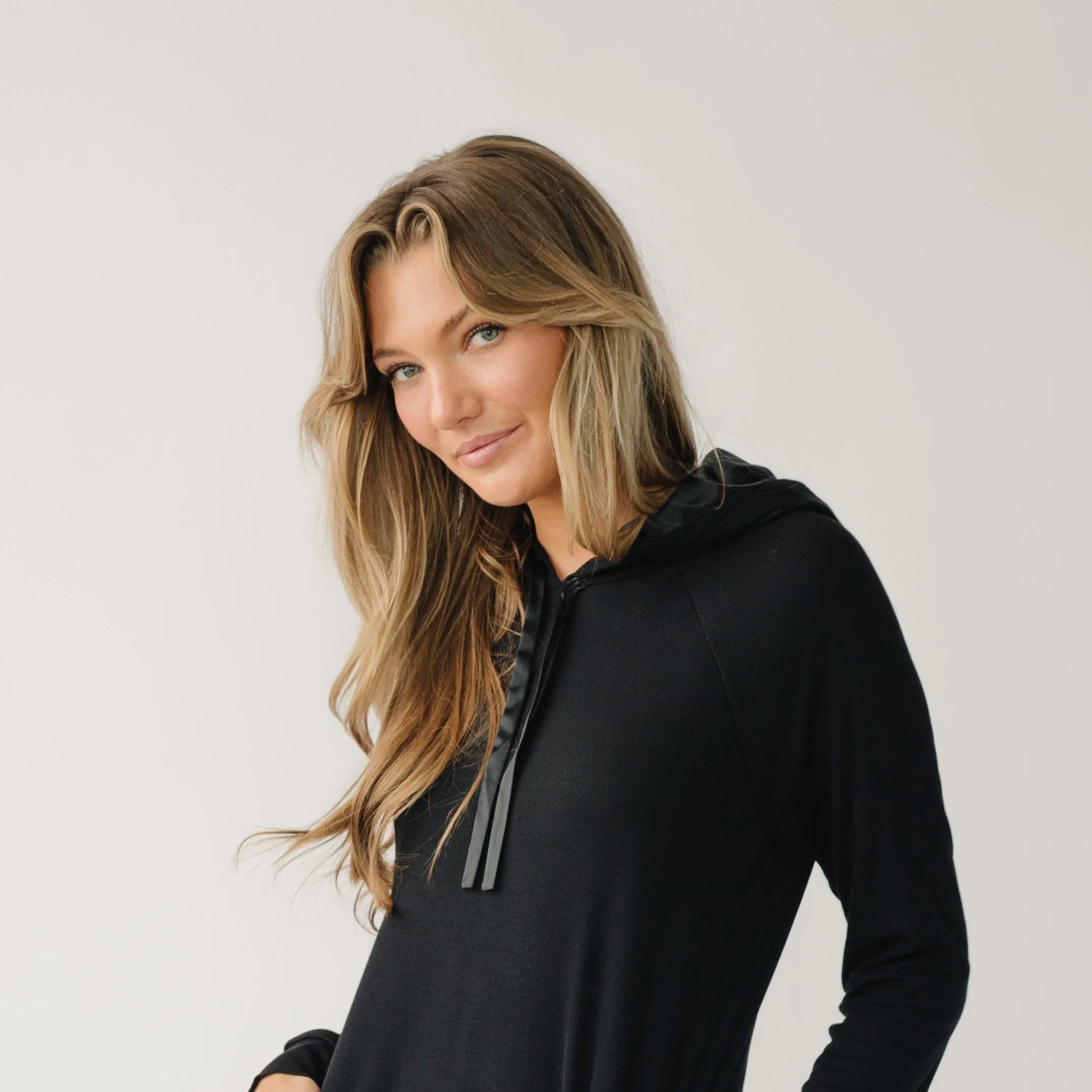 Womens Bamboo Rib-Knit Hoodie