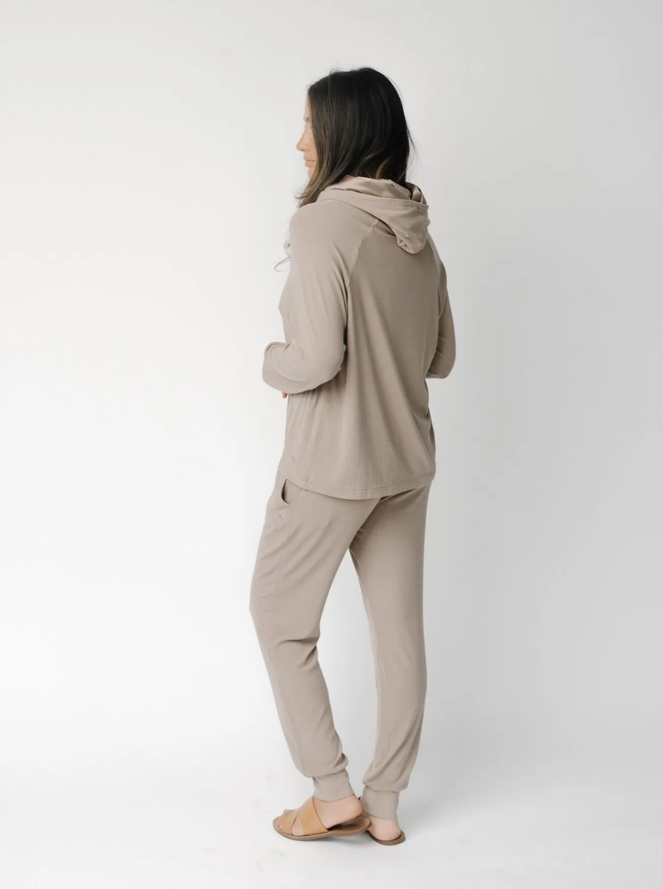 Womens Bamboo Rib-Knit Hoodie
