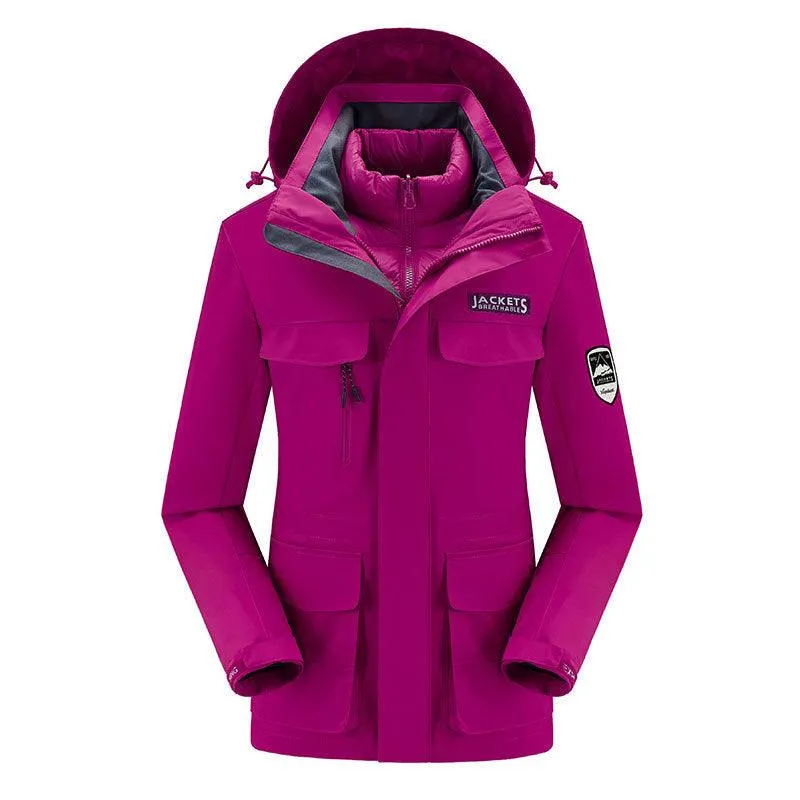 Women's Fashion Winter Down Jacket Liner Outdoor Three-in-one Shell Jacket